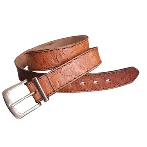 Saddler Brand Belt Brown‎ Genuine Leather Embossed Made In South Africa Mens 40